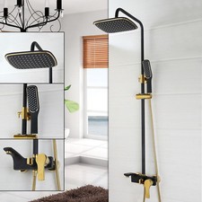 Bathroom Shower Faucet Set Rain Shower Heads Wall Mount Tub Mixer Diverter Tap