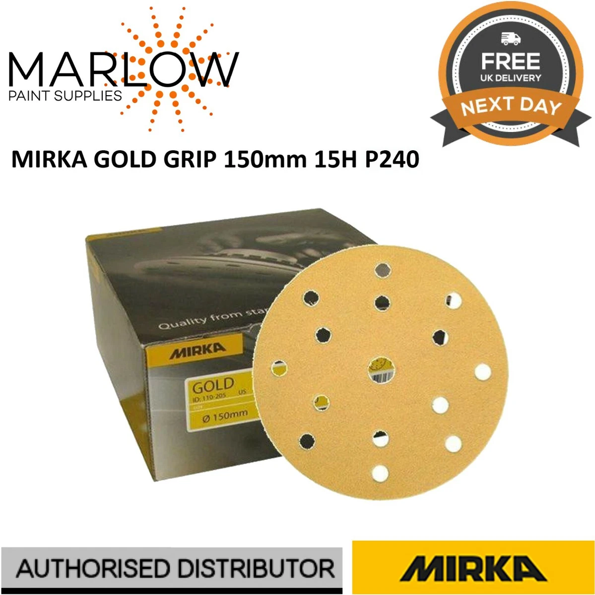 MIRKA GOLD GRIP 150MM 6 15 HOLE DA SANDING DISCS PACK OF 100