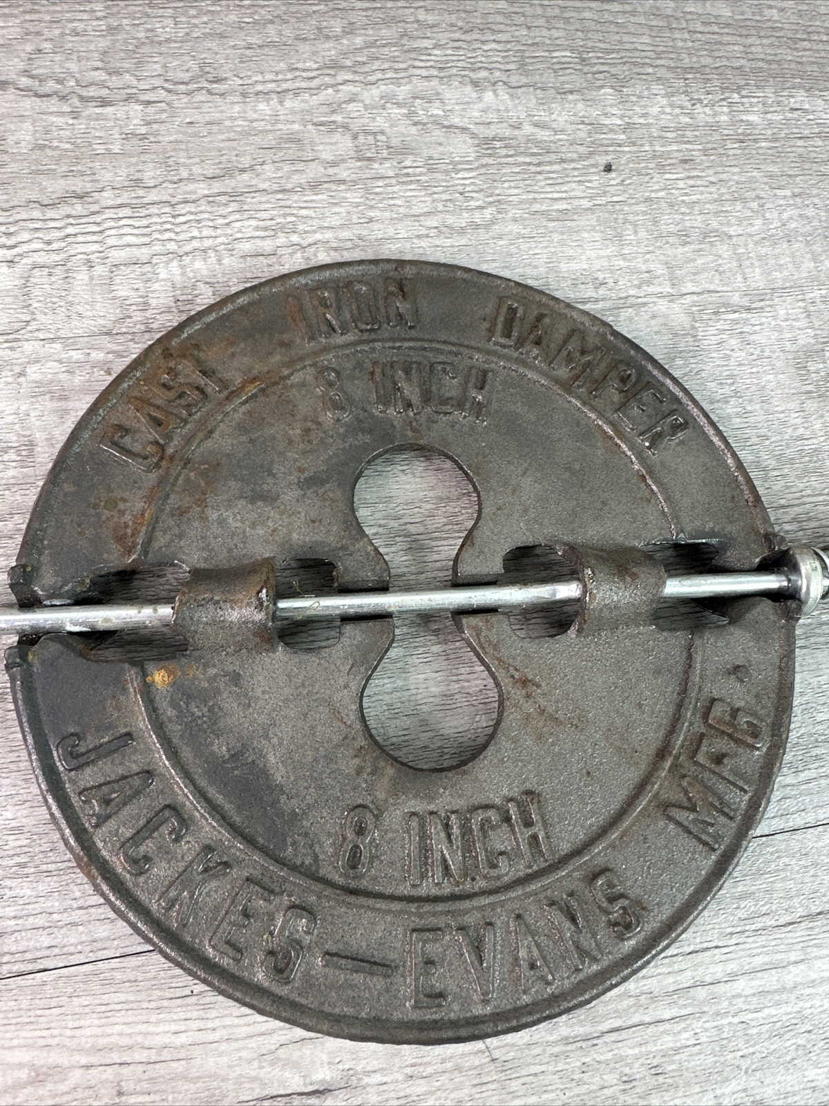 VTG Lot of (1) Jackes Evans 8" Cast Iron Stove Damper Flue & (1) Unbranded 6"