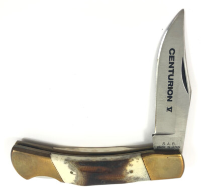 Parker S A B Centurion V Stag Handle Lock Back Folding Pocket Knife Japan 364-NM