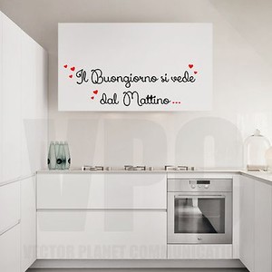 Wall Stickers Frasi Cucina Colazione Il Buongiorno Si Vede Dal Mattino Adesivo Ebay
