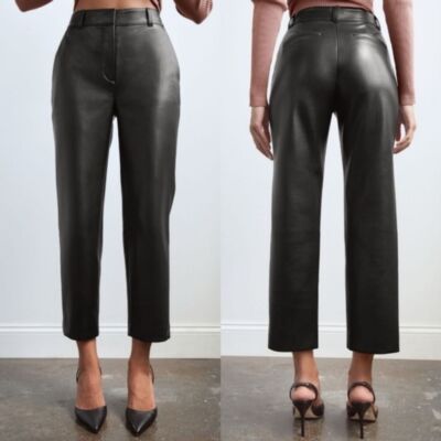 Aritzia Babaton Straight Leg vegan Leather Command Cropped