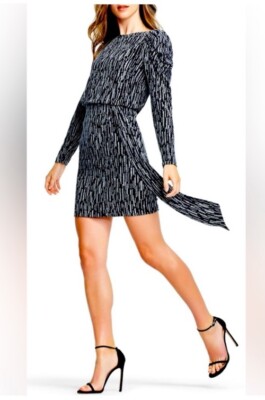 Aidan MATTOX The Real Rea Black & Silver Metallic Event Party Dress Size XS 0