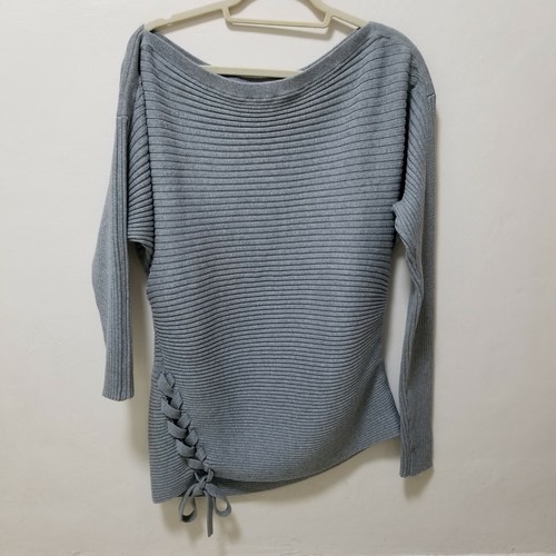 Designers Remix Charlotte Eskildsen Sweater Off Shoulder Ribbed Bateau Lace-up M