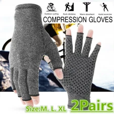 2Pairs Copper Compression Gloves Carpal Tunnel Arthritis Pain Relief Therapeutic