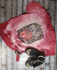Rollin stone leopard print bleached shirt. can come in multiple colors