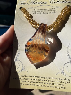 The artesian collection art glass pendant necklace 20 inch Hand 
