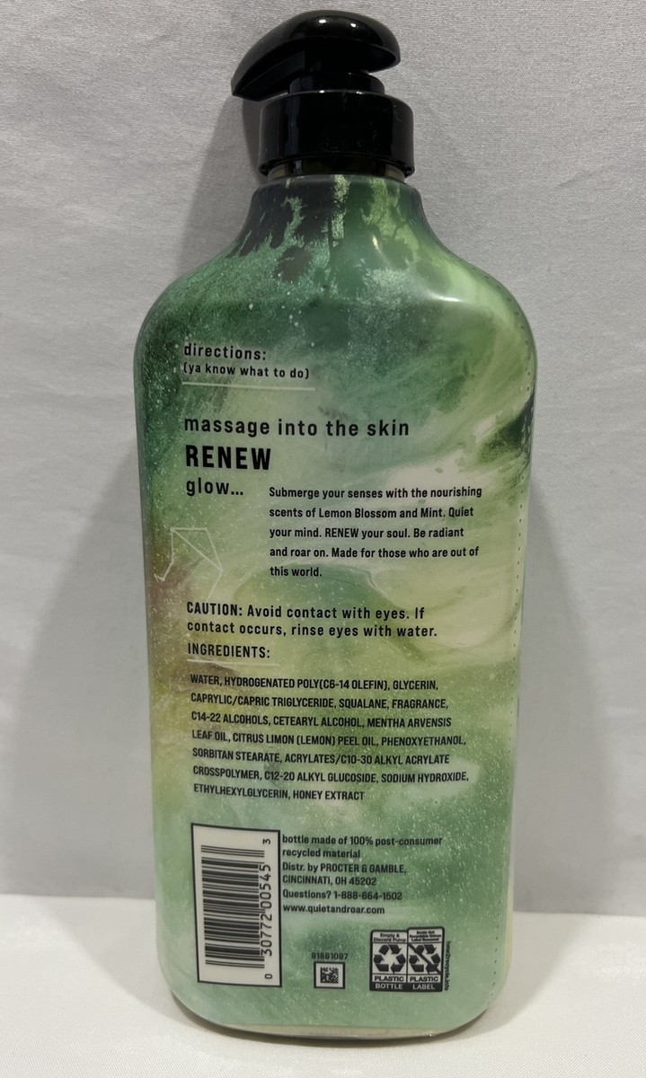 Quiet & Roar Renew Body Lotion Lemon Blossom + Mint Scent 16 oz