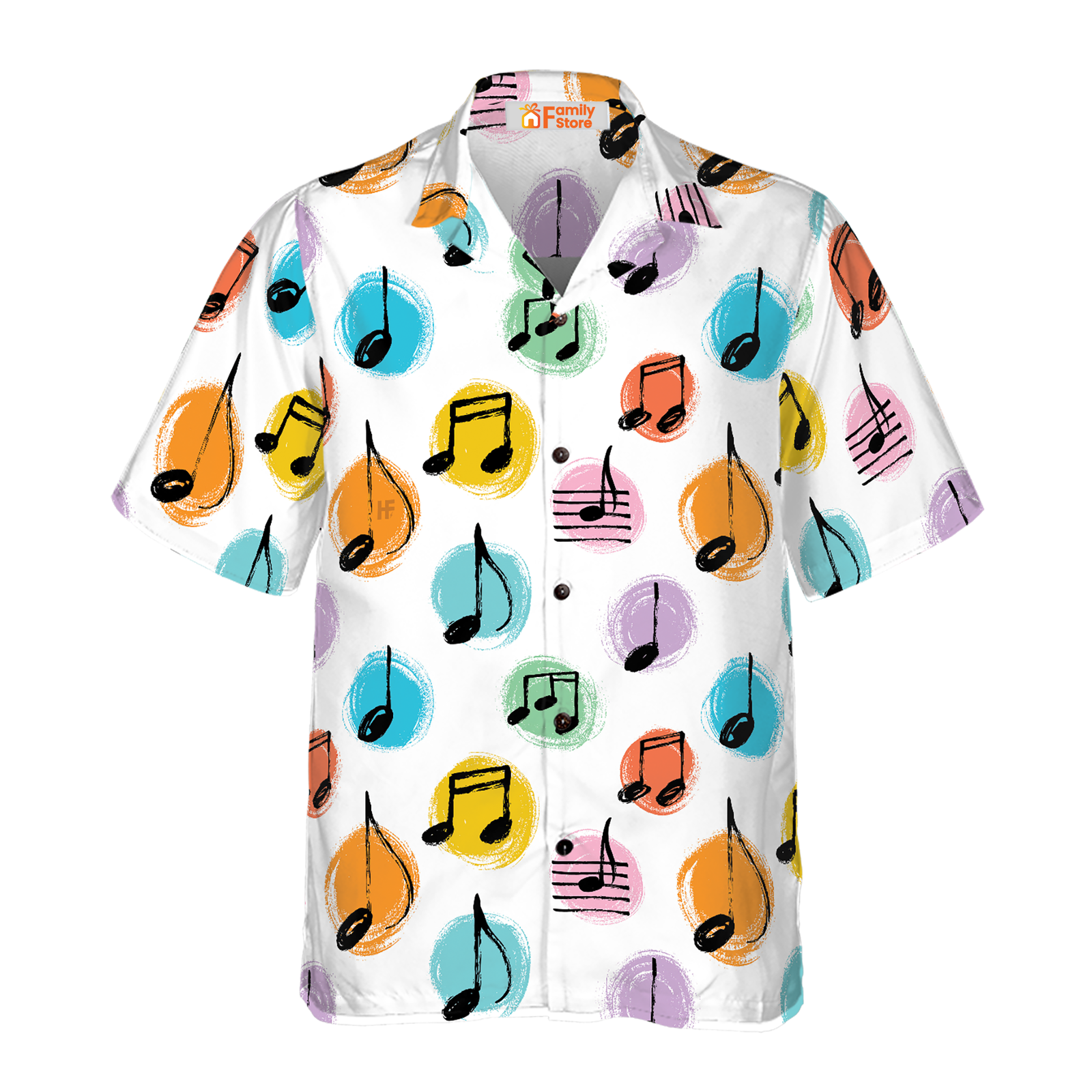 Music Note Hawaiian Shirt for Men in US Size Summer Style Seamless Pattern New