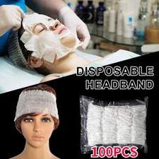 100x Disposable Spa Headband Facial Stretch Hair Band Non-Woven Makeup Sauna Kit