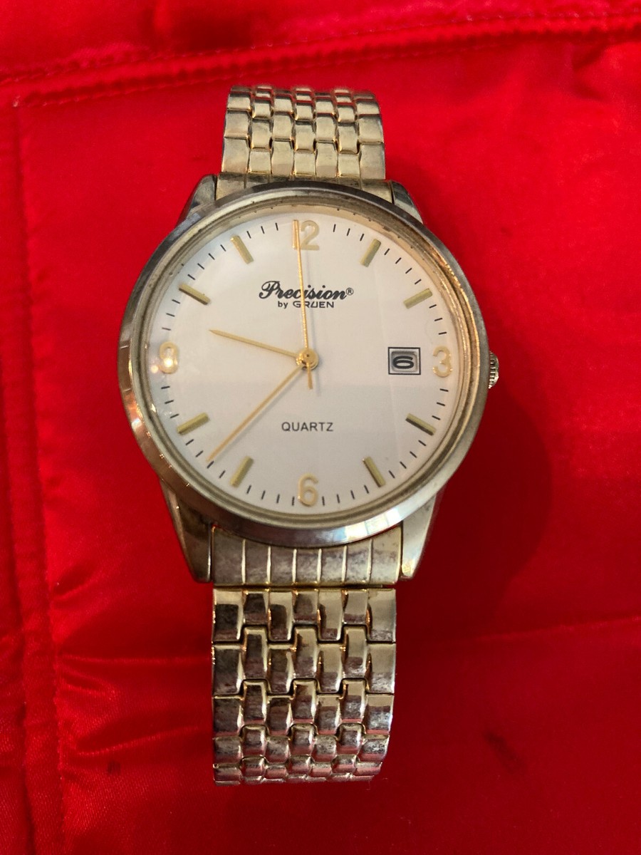 Gruen Precision Watch Men's Gold Tone STRECHED BRAC with date