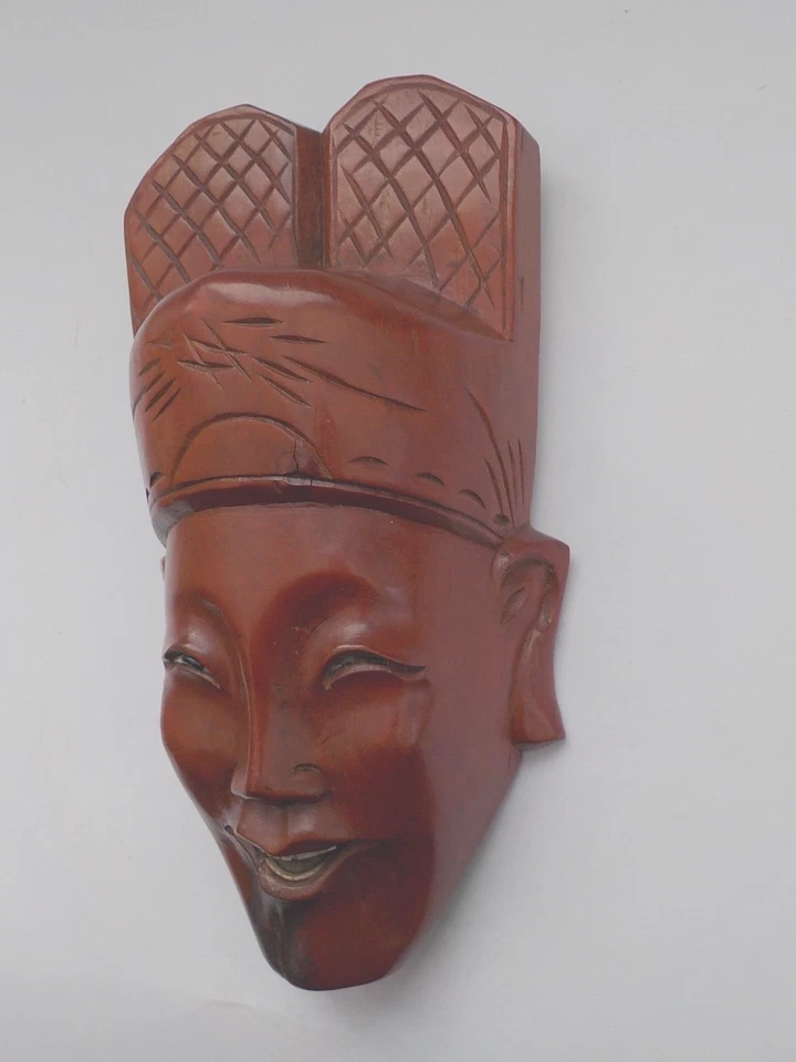 Orientalisch asiatische Holzmaske geschnitzte Volkskunst aus Palisander? 20 cm - Bild 3 von 4