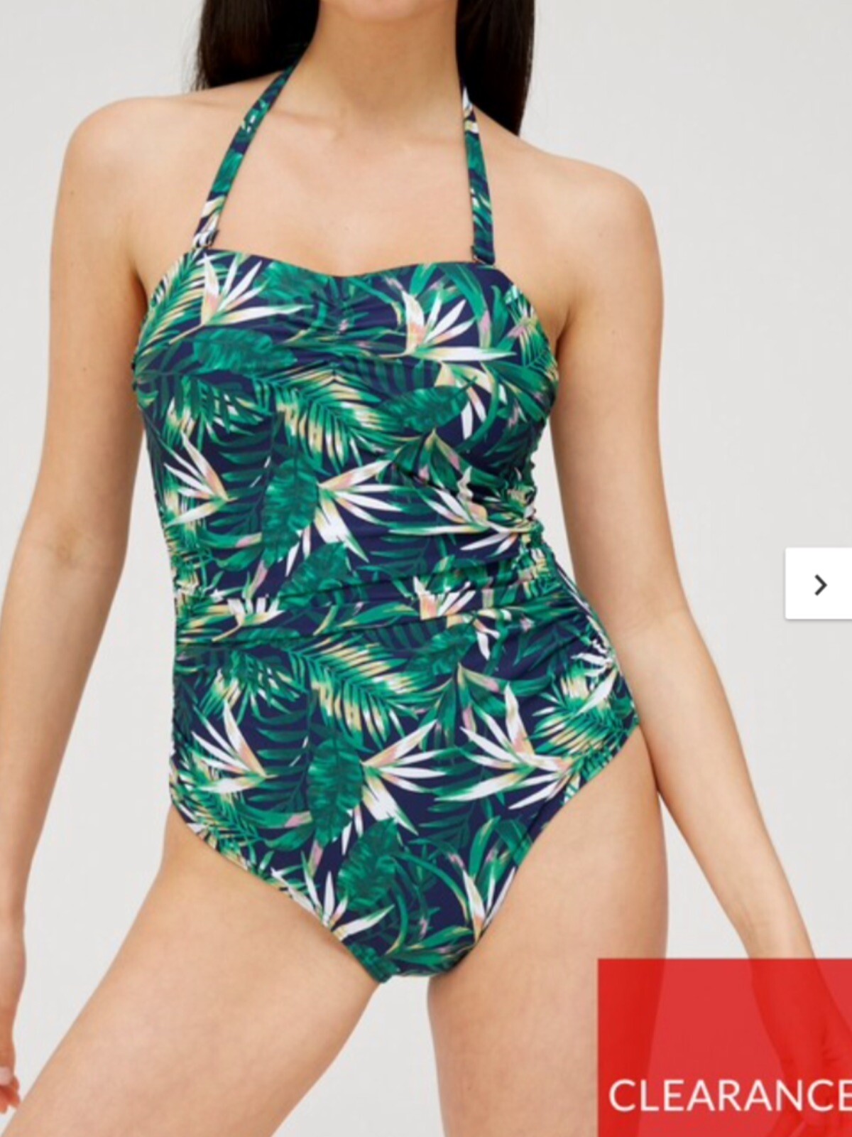green ruched swimsuit