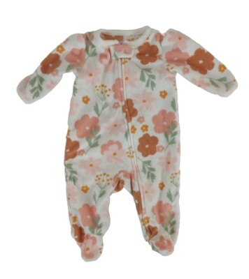 Carter's Child Of Mine Warm Romper Bodysuit Floral Print Girls Size 0-3 Months