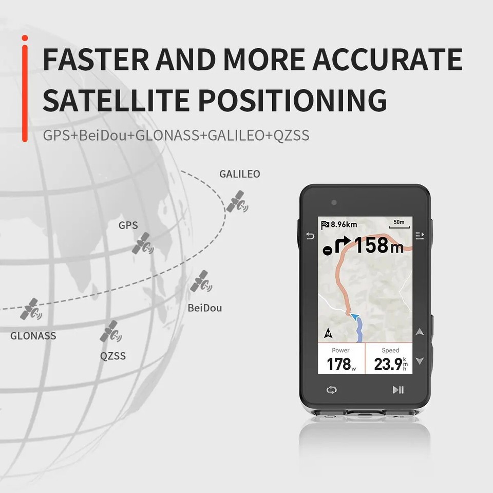 Bike GPS Computer Global Offline Map Navigation Cycling Wireless