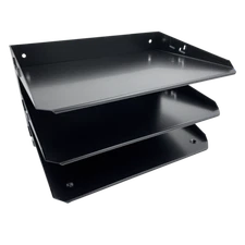 Huron Horizontal 3 Slot Steel Desk Organizer/Sorter Black  HASZ0159