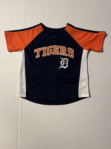 New Detroit Tigers blue and orange button up jersey Size 12M - Picture 1 of 3