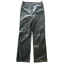 Women's Small Black Faux Leather High Waist Pants