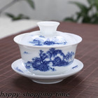 200ml Chinese porcelain gaiwan under glaze print China tureen tea bowl & saucer