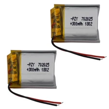 2pcs 3.7v 300mah Polymer Li Lipo Battery 702025 For Mp3 Watch Headset Record Pen