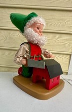 Vintage Animated Elf Toy Builder Figurine Nat  l Rennoc Christmas Santa's Best