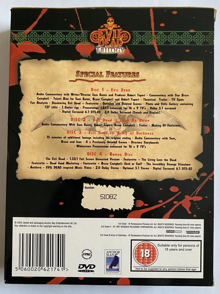 Anchor Bay DVD Box Set Bundle The Evil Dead Scanners Zombie Hellraiser Polanski - Image 3 of 4