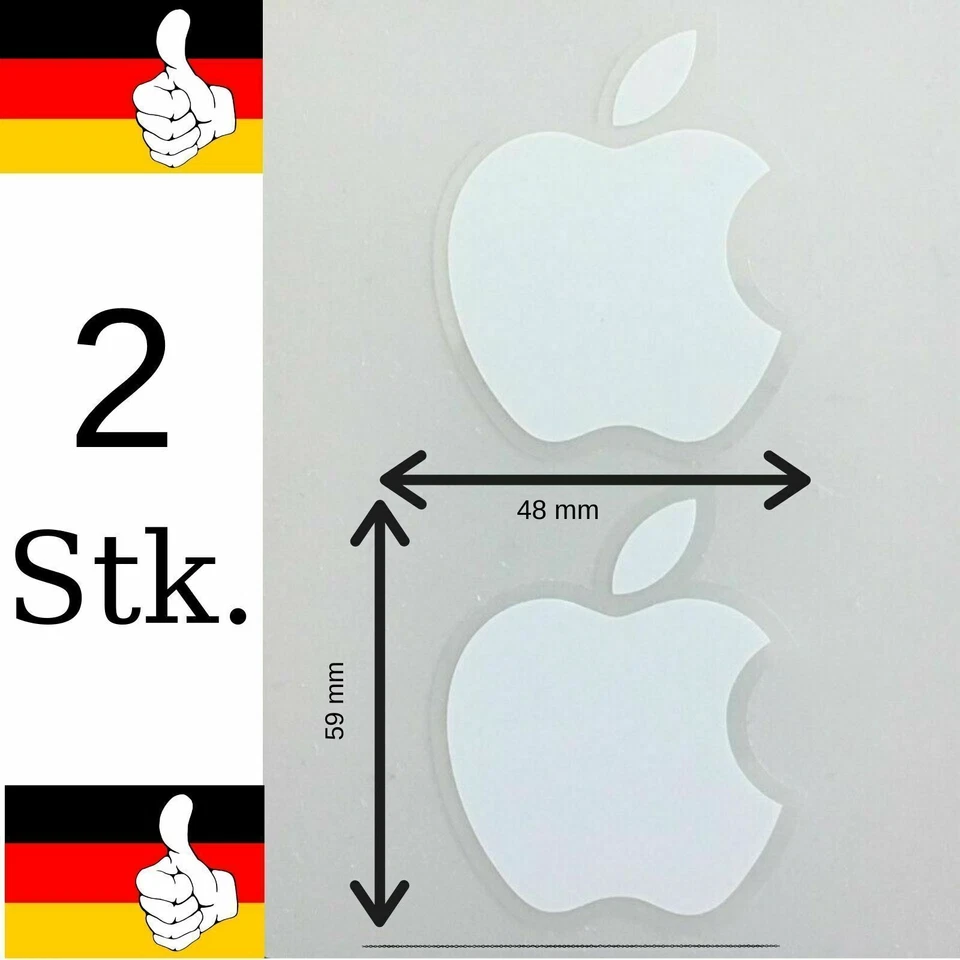 2 Stk Logo Aufkleber Sticker Apple Iphone Macbook iMac Notebook Apfelsymbol - Bild 1 von 4