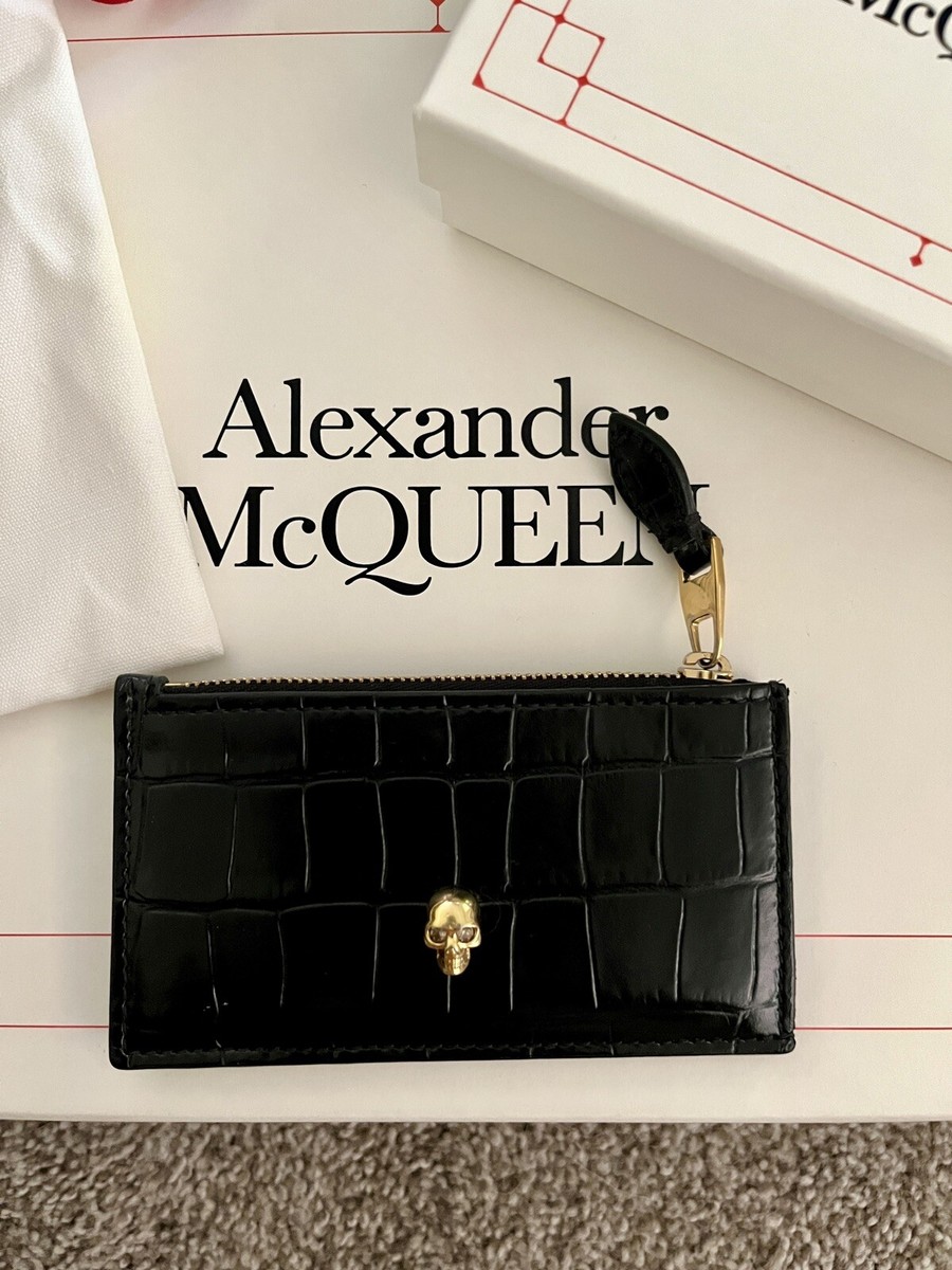 カードケース・名刺入れ alexander mcqueen ZIPPERED CARD HOLDER (836884 1MAAF1000) Black Alexander McQueen Skull Zipper Card Wallet | eBay