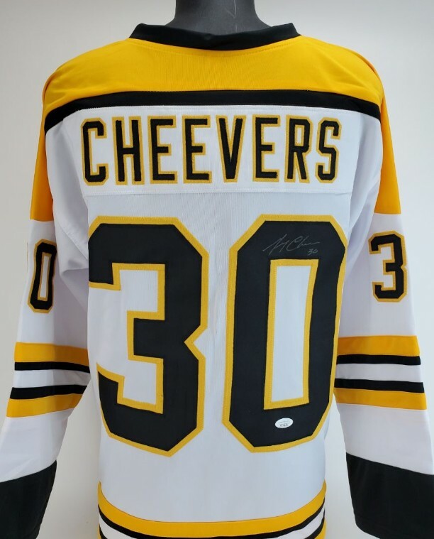 GERRY CHEEVERS Autographed Signed Boston Bruins Custom XL Jersey (JSA Witness COA) 