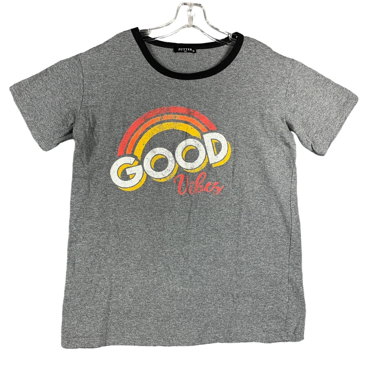 Zutter Good Vibes Design Women's T-shirt Size Medium Rainbow Vintage Style  Print