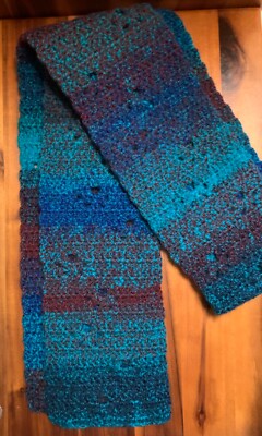 Wandering Paw Prints Crochet Scarf Variegated Blue Red Cat Dog 101 Dalmatians 