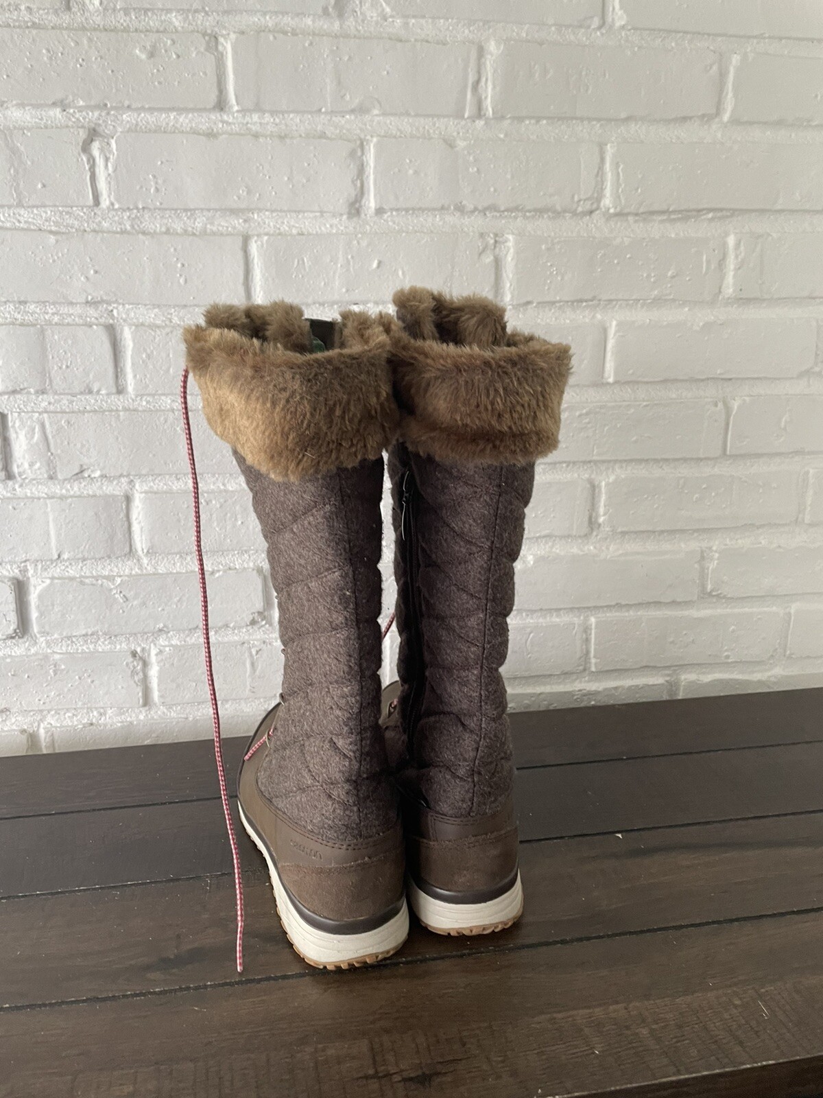 Stivali donna Salomon Hime neve invernali al ginocchio marroni pelliccia sintetica stringati zip 8