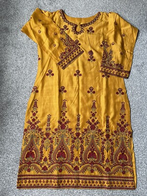 2 Stück Baumwolle Seide Shalwar Kameez mit Fadenstickerei, nie getragen, M