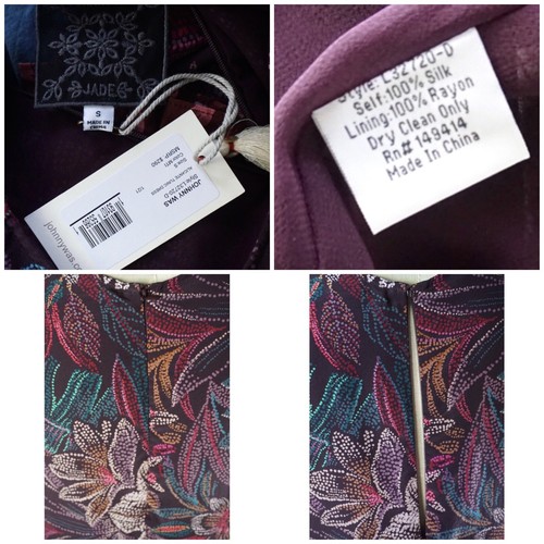Johnny Was Alicante Silk Tunic Mini Ruffled Purple Tropical Dress S - Picture 7 of 7