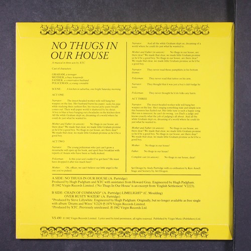 XTC: no thugs in our house VIRGIN 7" Single 45 RPM United Kingdom - Picture 2 of 4