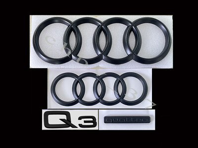 #ad #ad Audi Q3 Emblem Matte Black Rings Front Rear Quattro Combo Set OE 4PC 2013 2021 $53.87