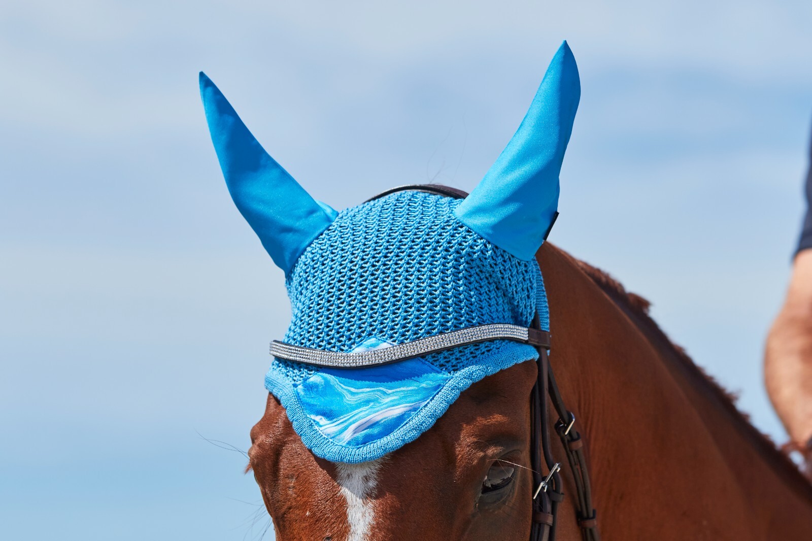 Weatherbeeta Prime Marble Ear Bonnet - Blue - Full