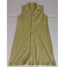 Joan Vass USA Chartreuse Green Knit Sleeveless Button Front Dress Size 1 t3