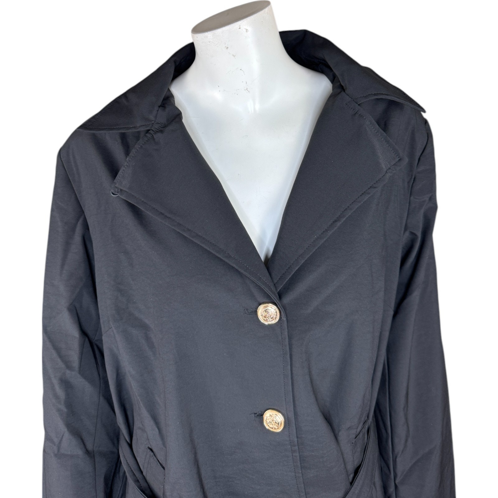 Dennis Basso Regular Water Resistant Trench Coat with Hood Black 2X Winter