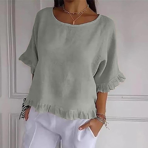 Women Ecco Shirt Blue Linen 40 / L / 48