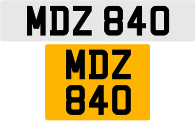 MDZ 840 M 3x3 DATELESS PRIVATE NUMBER PLATE MAT MATT MARK MICK MIK MIC MEL MAX
