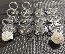 Lot of 14 New Chrome Table Number /Place Card Holders - 12 Chrome, 2 Roses