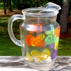 Vintage Anchor Hocking Glass Citrus Fruit Slices Motif 86 Oz ICE LIP PITCHER VGC