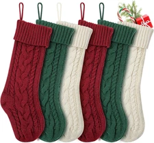 18-Inch Knit Christmas Stockings for Holiday Family Decorations