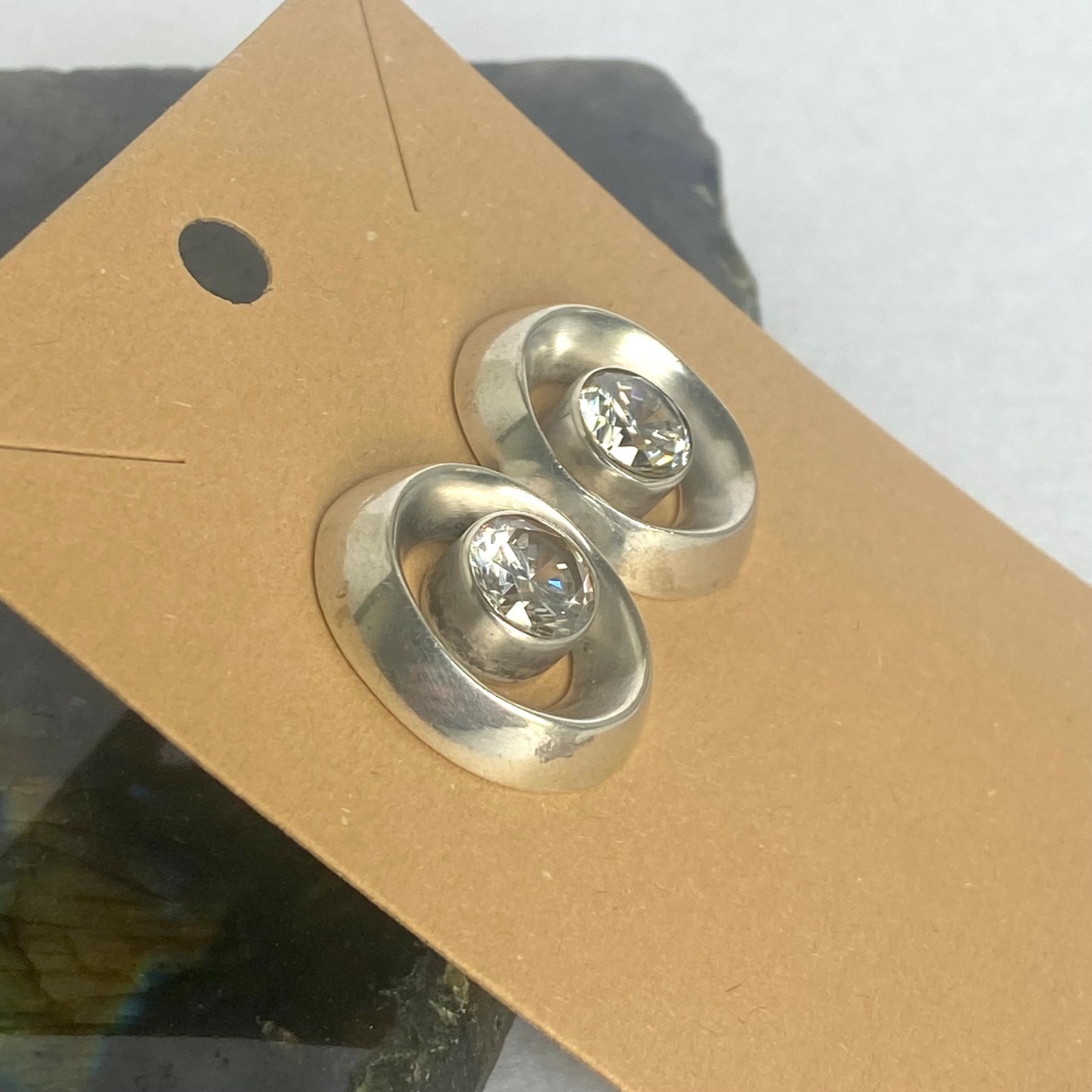 Solid Sterling Silver 925 Large Heavy Geometric O… - image 3