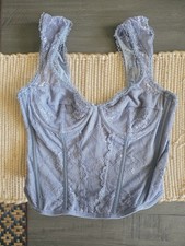 Shein Blue Lace Bustier W Boning Zipper Women s Sz L