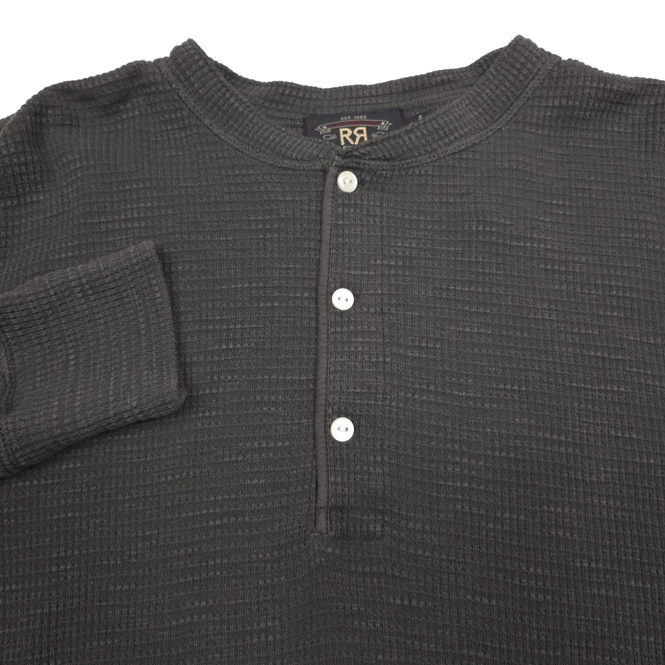RRL Ralph Lauren Faded Black Three-Button Cotton Henley Shirt Mens Size Medium - Image 2 of 4