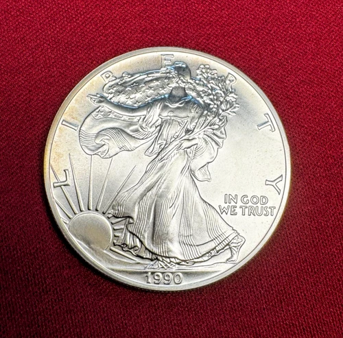 1990 American Silver Eagle 1 Troy Oz. .999 Fine One Dollar BU Uncirculated Coin