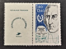 timbre 1986  n° 2396  neuf** FRANCOIS ARAGO avec vignette logo gauche