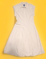 Y2K GAP Khaki Button Front Shirt Dress Women’s Small – 100% Cotton Minimal Chic